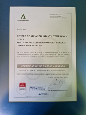 El CAIT DE CEPER SE CERTIFICA EN CALIDAD POR LA JUNTA DE ANDALUCÍA